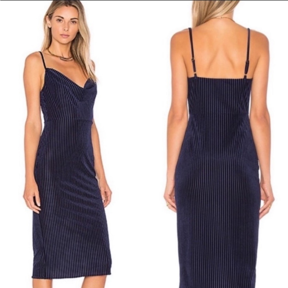 House of Harlow 1960 x Revolve - Navy Velvet Ribbed Midi Dress - XS